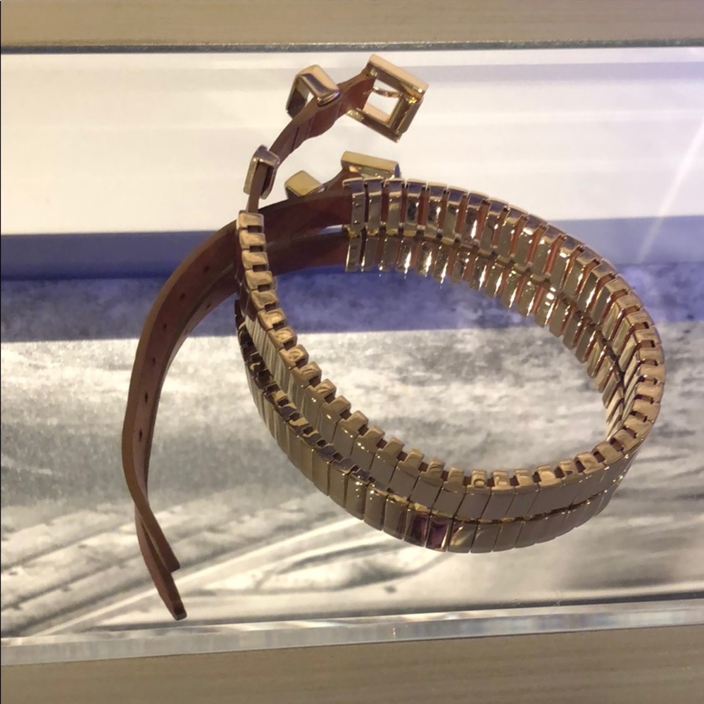 Michael Kors leather and gold wrap around bracelet